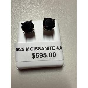 4CT black moissanite studs on sterling silver